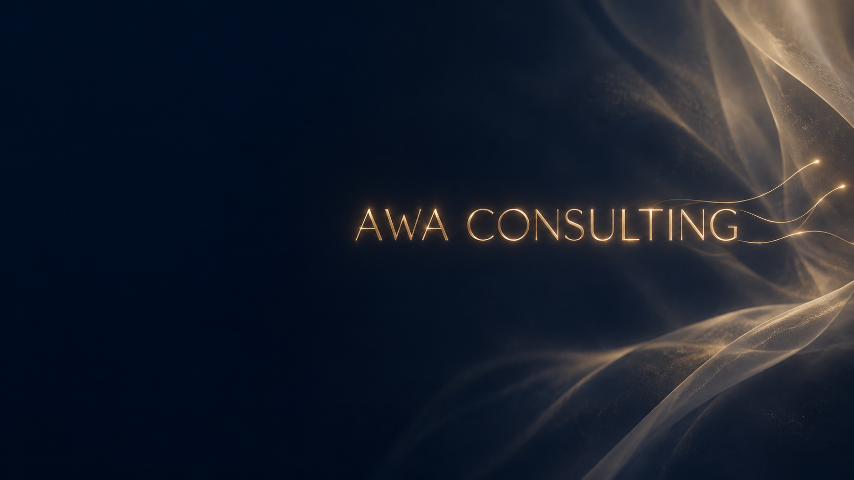 紺地に金の光で書かれたAWA CONSULTING